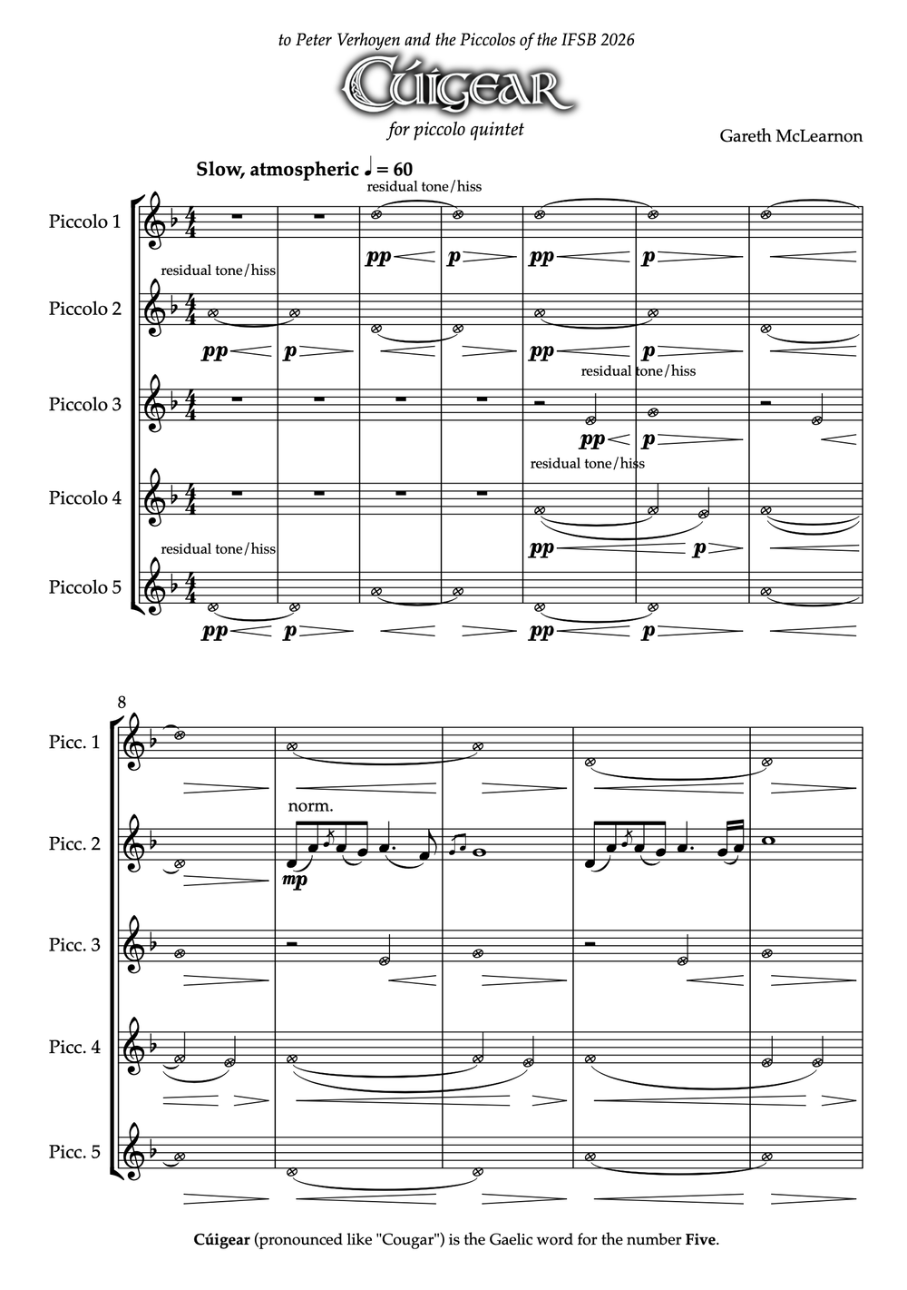 Cúigear | Celtic-Inspired Piccolo Quintet Sheet Music — Gareth